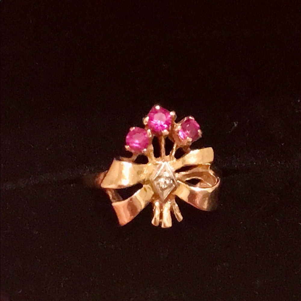 ❌❌❌SOLD ❌❌❌RUBIES AND DIAMOND 14 KT ROSE GOLD RING - Picture 6 of 16